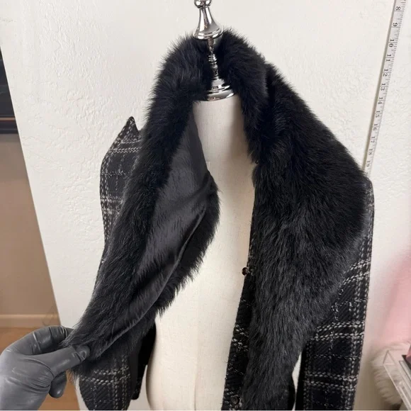 VINTAGE ZARA WOOL BLEND BLAZER DETACHABLE FAUX FUR - Picture 5 of 15